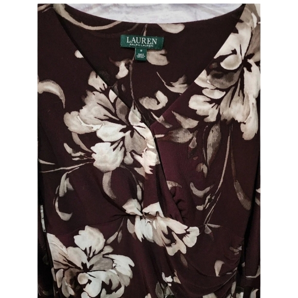 Lauren Ralph Lauren elegant and flattering burgundy floral dress Size 6 - Picture 7 of 9